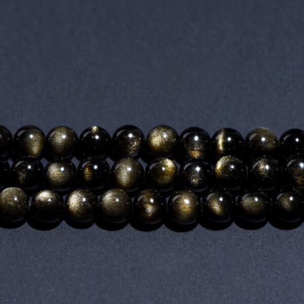 6mm - 16mm whole strand round shape golden light genuine natural obsidian bead