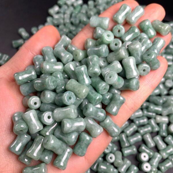 drum shape genuine natural oily green jadeite bead, jade bead