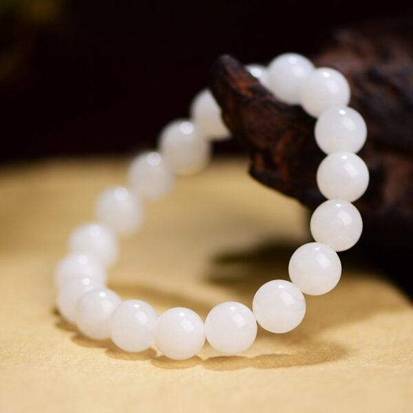 6mm - 11mm round and drum shape natural nephrite jade beaded bracelet - Image 10