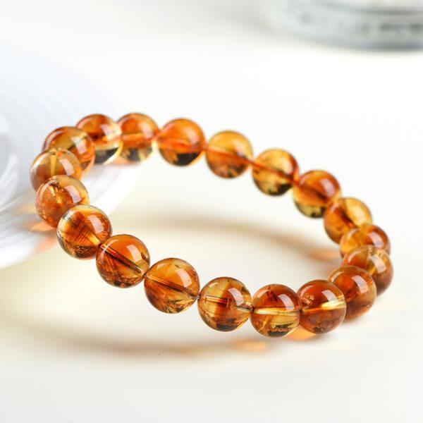 6mm - 12mm round shape 7A orange yellow natural Brazilian citrine beaded bracelet - Image 2