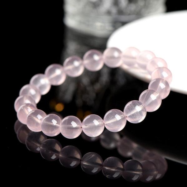 6mm - 14mm round shape star light natural Mozambique rose quartz beaded bracelet - Image 2