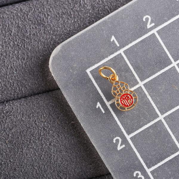 hollow gourd shape gild sterling silver charm bead, colorful enamel gourd charm - Image 2