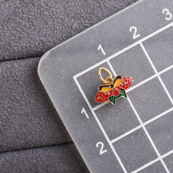 butterfly shape gild sterling silver charm bead, colorful enamel butterfly charm - Image 2