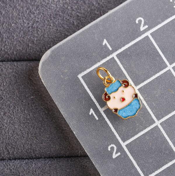 cute sheep shape gild sterling silver charm bead, colorful enamel sheep charm - Image 2