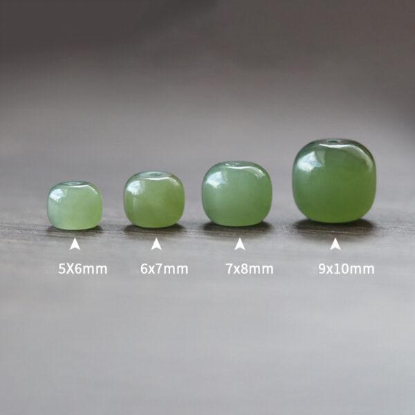 drum shape high quality genuine natural green nephrite jade bead - Image 2