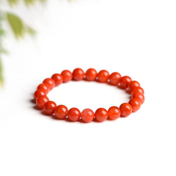 4mm - 12mm round shape red color natural agate beaded bracelet - Image 2