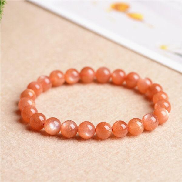 4mm - 12mm round shape 7A natural sunstone beaded bracelet - Image 2