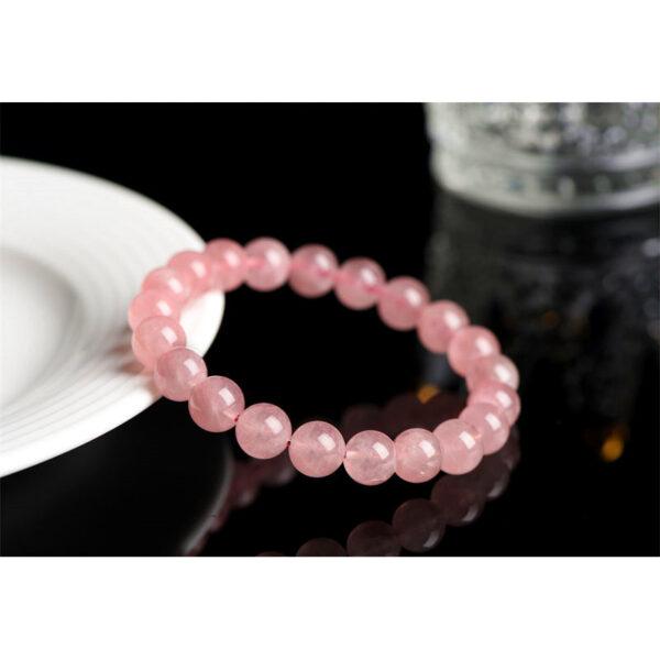 7mm - 13mm round shape 5A natural Madagascar rose quartz beaded bracelet - Image 2