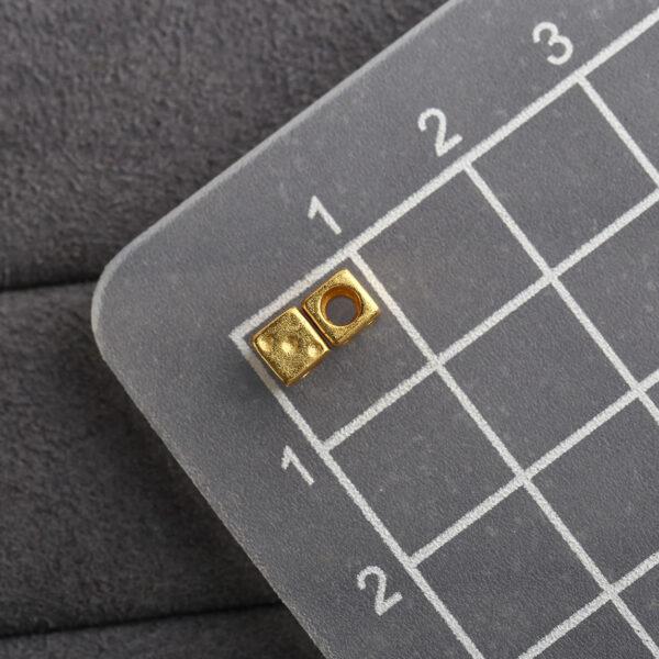 dice shape gild s925 sterling silver bead, golden dice bead - Image 2