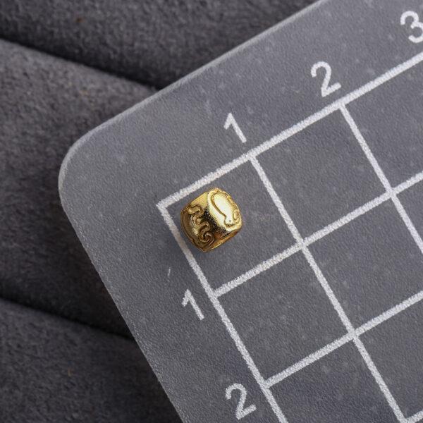 elephant pattern drum shape gild s925 sterling silver bead, golden drum bead - Image 2