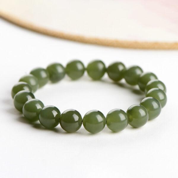 4mm - 10mm round shape natural icy nephrite jade beaded bracelet - Image 3