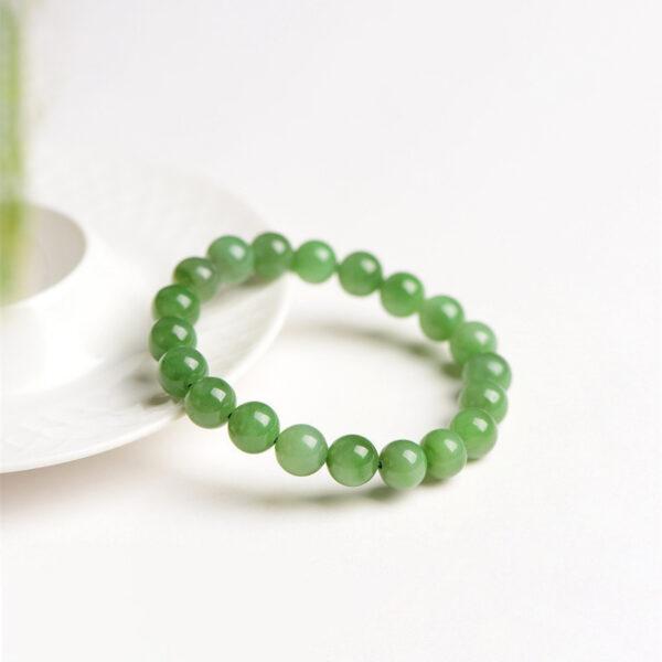 4mm - 10mm round shape natural green nephrite jade beaded bracelet - Image 2