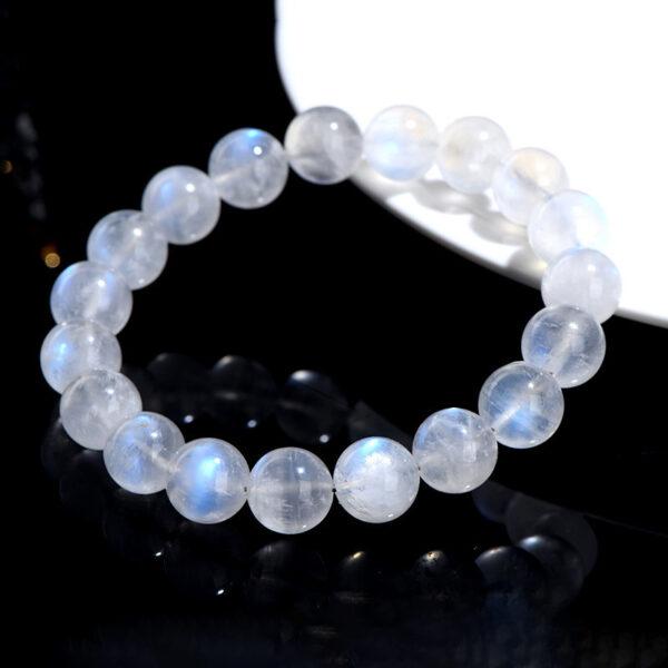 4 - 10 mm round shape 3A natural blue light moonstone beaded bracelet - Image 2