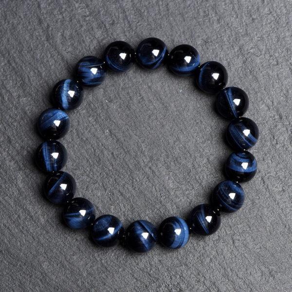 6mm - 16mm round shape natural blue tiger eye beaded bracelet - Image 2