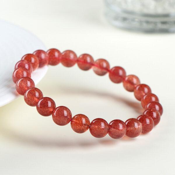 4 - 12 mm round shape 7A natural strawberry quartz beaded bracelet - Image 2