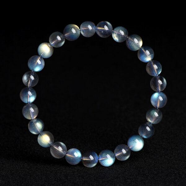 4 - 10 mm round shape 7A genuine natural colorful light gray moonstone beaded bracelet - Image 2