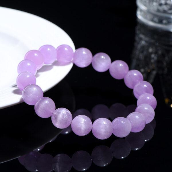 4 - 12 mm round shape 5A genuine natural kunzite beaded bracelet - Image 2