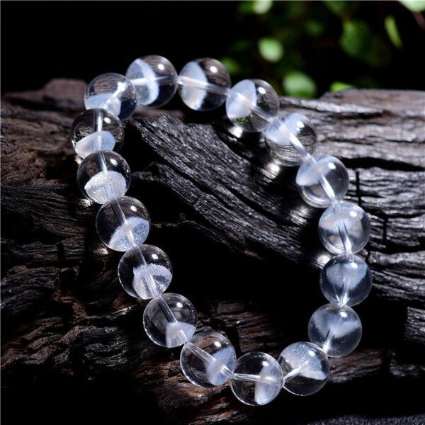 8mm - 12mm round shape genuine natural white phantom quartz beaded bracelet - Image 2