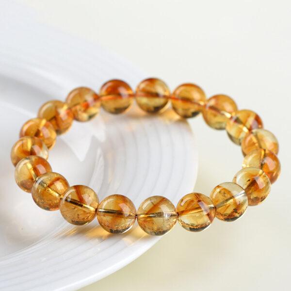 6mm - 12mm round shape 7A orange yellow natural Brazilian citrine beaded bracelet - Image 2