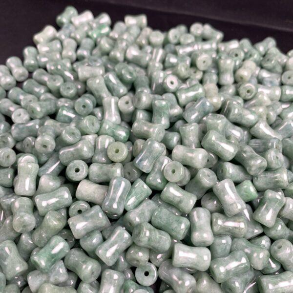drum shape genuine natural oily green jadeite bead, jade bead - Image 2