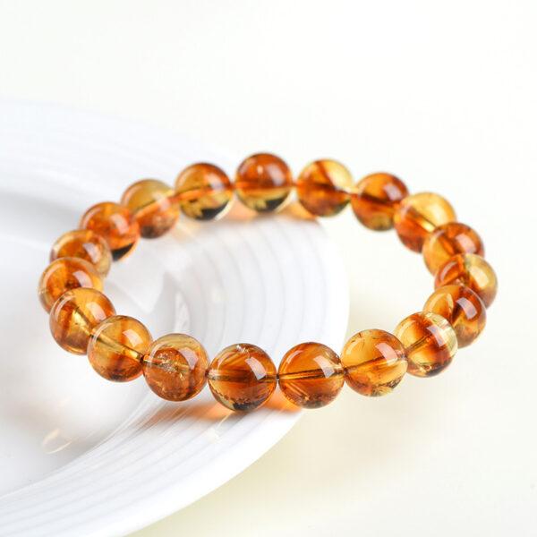 6mm - 12mm round shape 7A orange yellow natural Brazilian citrine beaded bracelet - Image 3
