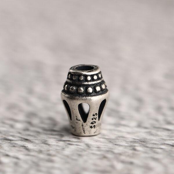 hollow drum shape s925 sterling silver bead, oxidized silver drum bead - Image 3