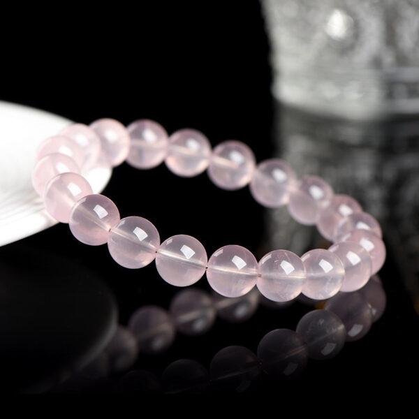 6mm - 14mm round shape star light natural Mozambique rose quartz beaded bracelet - Image 3
