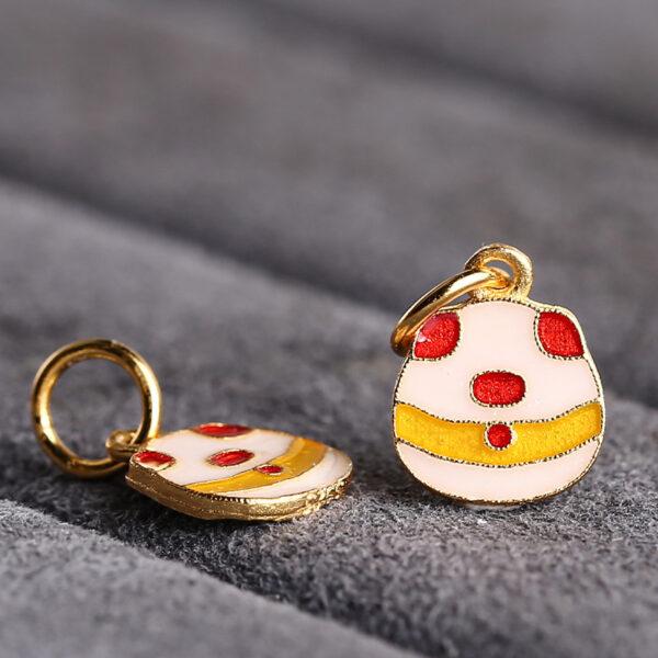 cute pig shape gild sterling silver charm bead, colorful enamel pig charm - Image 3