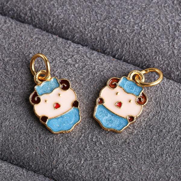 cute sheep shape gild sterling silver charm bead, colorful enamel sheep charm - Image 3