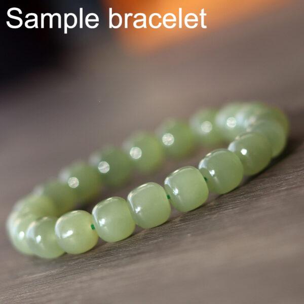 drum shape high quality genuine natural green nephrite jade bead - Image 3
