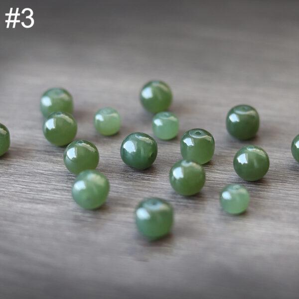 drum shape high quality genuine natural green nephrite jade bead - Image 7
