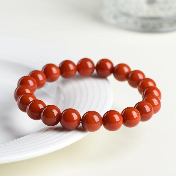 4mm - 12mm round shape solid red color natural agate beaded bracelet - Image 3