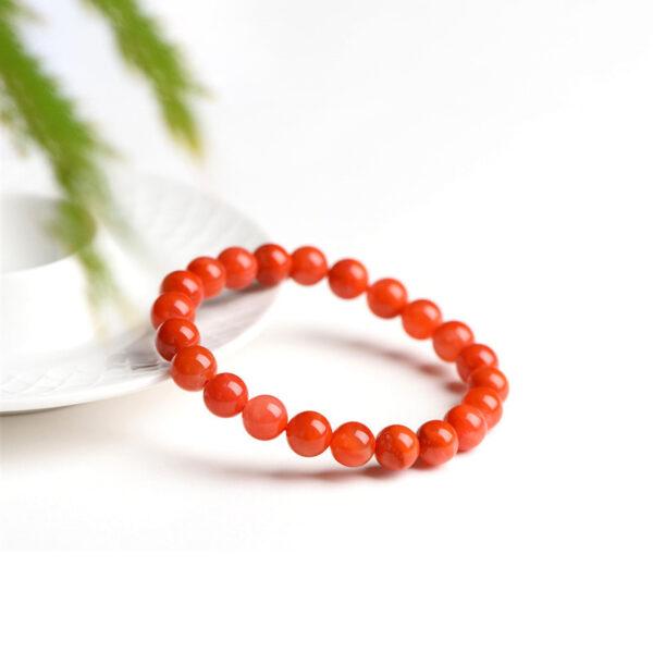 4mm - 12mm round shape red color natural agate beaded bracelet - Image 3