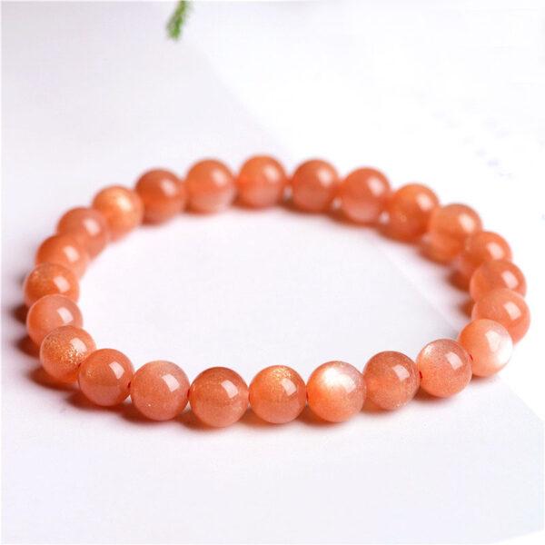 4mm - 12mm round shape 7A natural sunstone beaded bracelet - Image 3