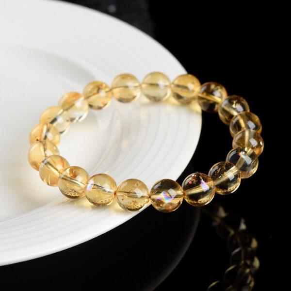 5mm - 11mm round shape genuine natural yellow Quartz beaded bracelet - Image 3