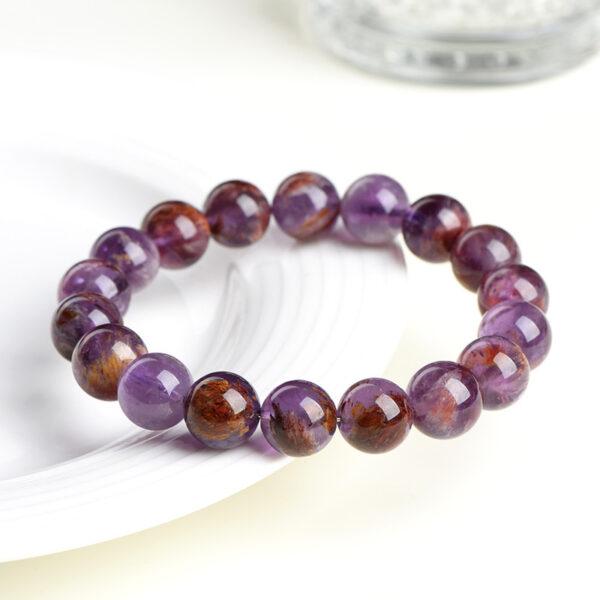 6mm - 12mm round shape natural purple Mineral Phantom Quartz beaded bracelet - Image 3