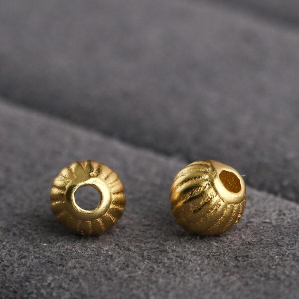 pumpkin shape gild s925 sterling silver bead, golden pumpkin bead - Image 3