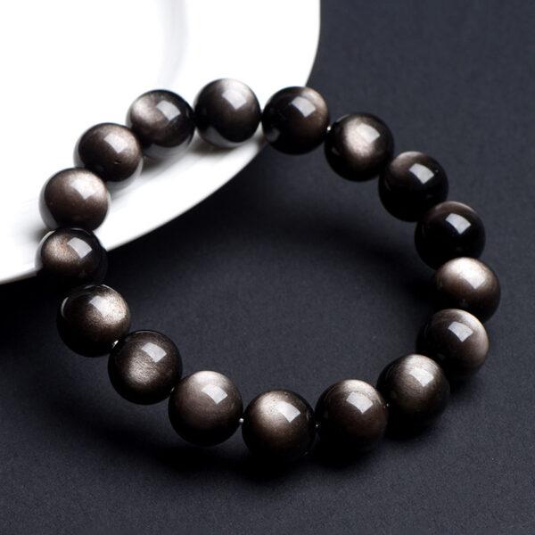 6mm - 18mm round shape natural silver obsidian beaded bracelet - Image 3