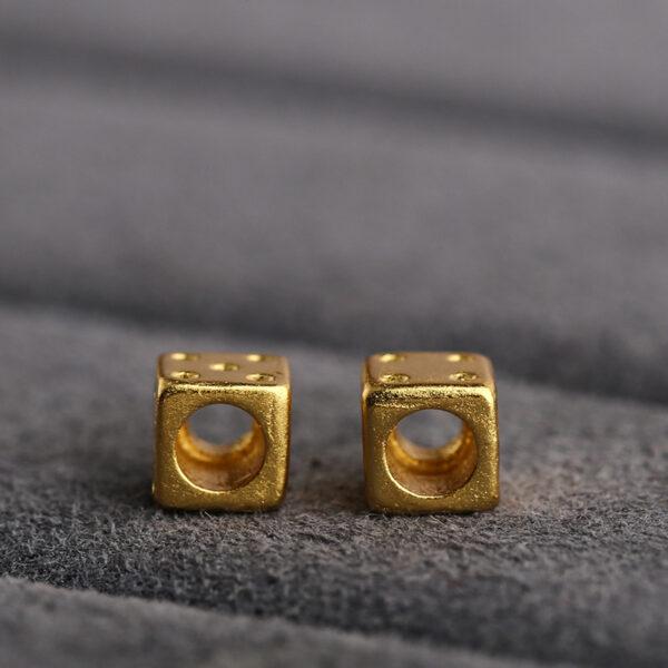 dice shape gild s925 sterling silver bead, golden dice bead - Image 3
