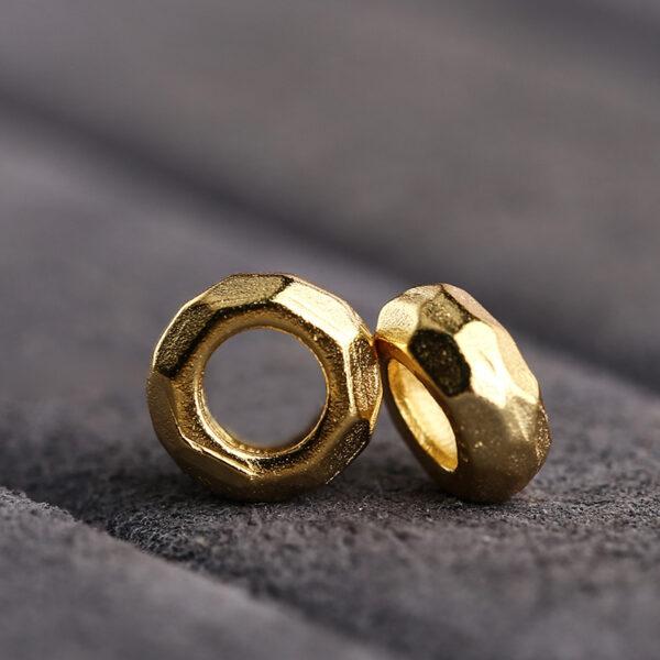 screw nut shape gild s925 sterling silver bead, golden screw nut bead - Image 3