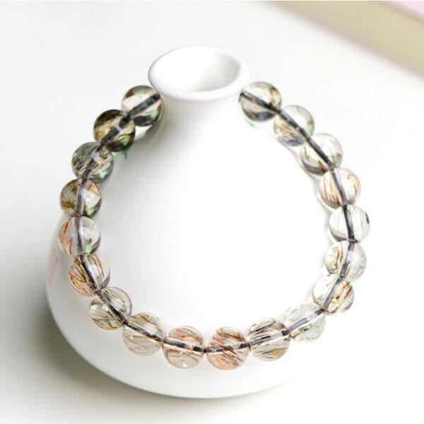4mm - 12mm round shape 5A natural black gold super seven 7 rutilated quartz beaded bracelet - Image 3