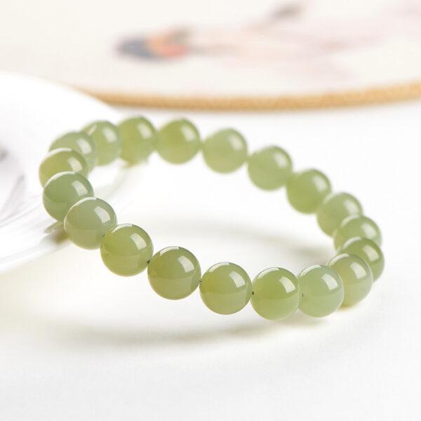 4mm - 10mm round shape natural icy nephrite jade beaded bracelet - Image 4