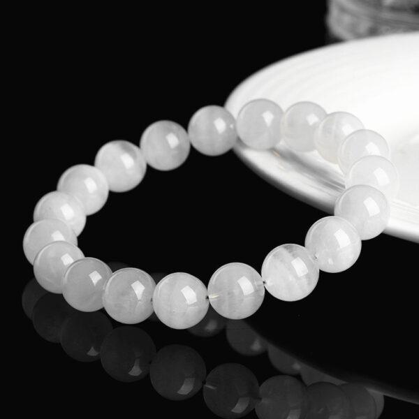 7mm - 15mm round shape natural white phantom quartz beaded bracelet - Image 3