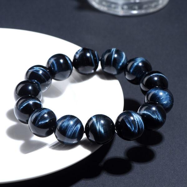 6mm - 16mm round shape lightning pattern natural blue tiger eye beaded bracelet - Image 3