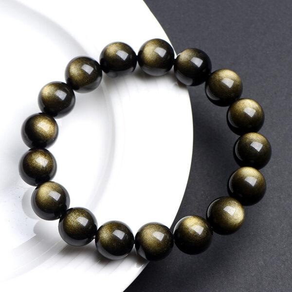 6mm - 18mm round shape natural golden obsidian beaded bracelet - Image 3