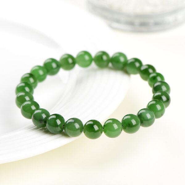 4mm - 12mm round shape natural green nephrite jade beaded bracelet - Image 6