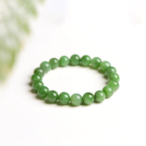 4mm - 10mm round shape natural green nephrite jade beaded bracelet - Image 3