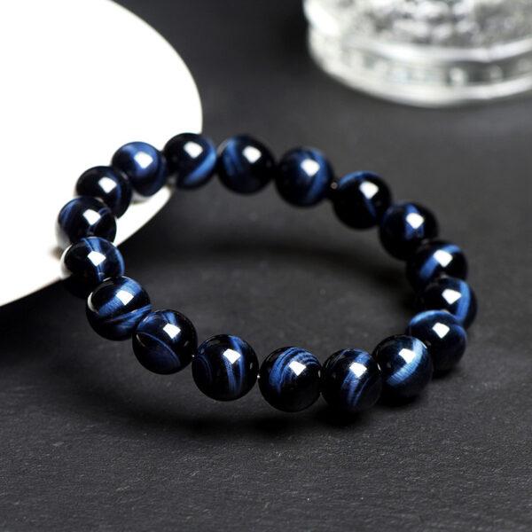 6mm - 16mm round shape natural blue tiger eye beaded bracelet - Image 3