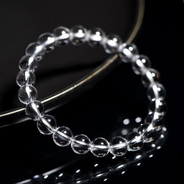 6mm - 14mm round shape natural clear quartz beaded bracelet - Image 3