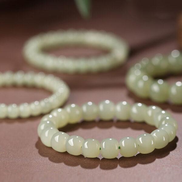drum shape best quality natural Nephrite jade beaded bracelet - Image 3